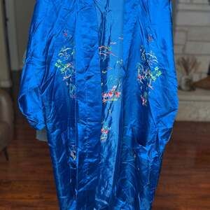Vtg Pearls Pure Silk Chinese Robe Hand Embroidered Size Medium NO BELT